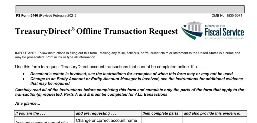 form 5446 form writing process shown (step 1)