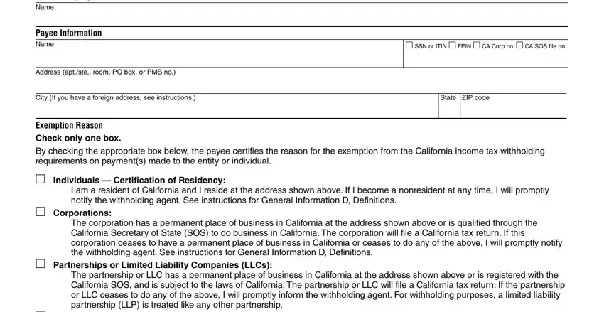 Step number 1 for filling out form