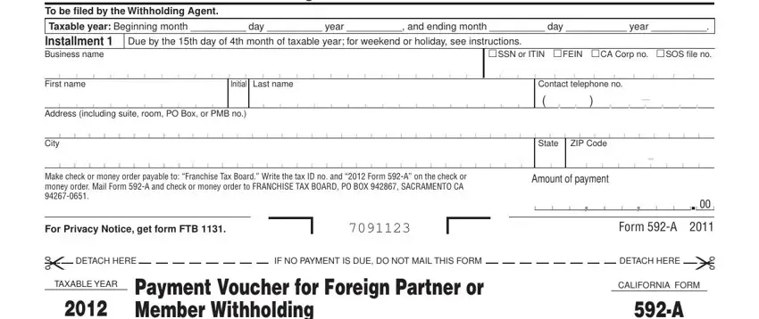 Form 592 A writing process detailed (stage 1)