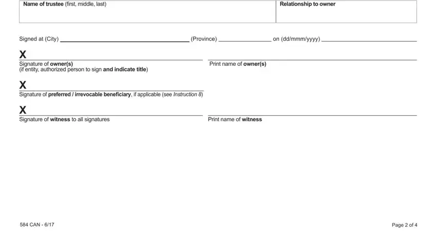 Stage number 5 of filling in canada life beneficiary change form