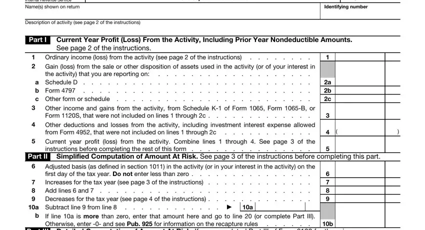 A way to complete form 6198 instructions 2020 part 1