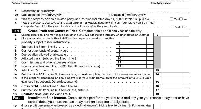 Stage # 1 of filling in Form 6252