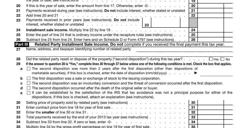 Completing segment 2 of Form 6252