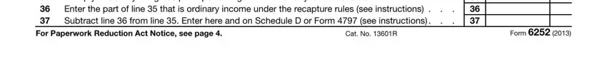 Writing segment 3 of Form 6252