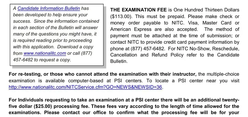 TO QUALIFY FOR THIS CERTIFICATION, THE EXAMINATION FEE is One Hundred, and A Candidate Information Bulletin inside Form 720 16