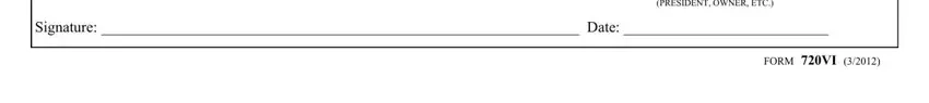 PRESIDENT OWNER ETC, FORM VI, and Print Name  Title in etc 720vi from