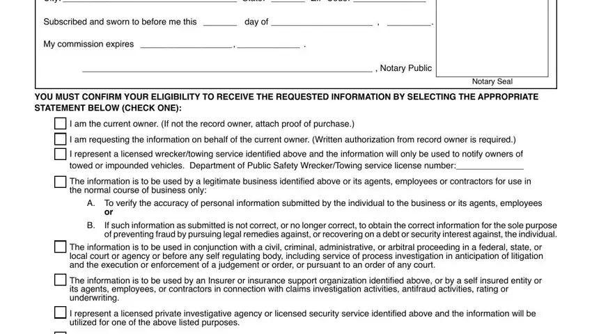 I am requesting the information on, Notary Seal, and If such information as submitted in requestor