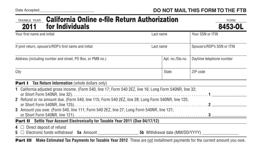 Guidelines on how to complete 8453 form ol part 1