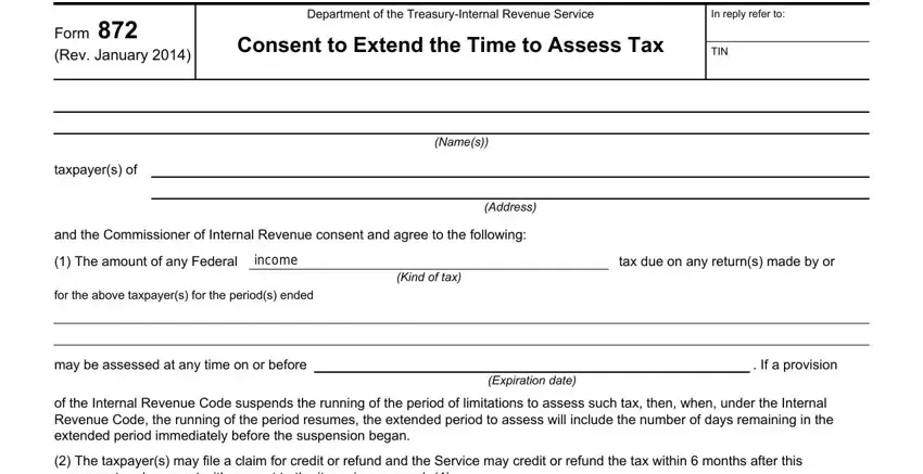 How one can complete form 872 part 1
