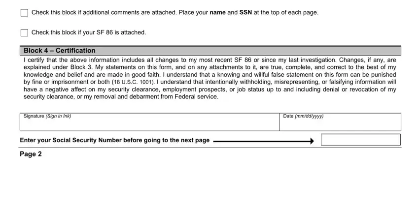 Filling out section 4 in sf86c