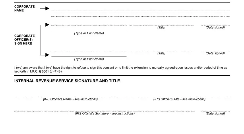 form 872 completion process detailed (step 4)