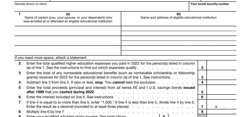 Filling in part 1 of irs form 8815
