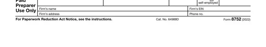 Stage no. 3 for filling in form 8752