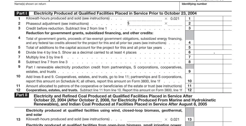 Stage # 1 in filling out Form 8835