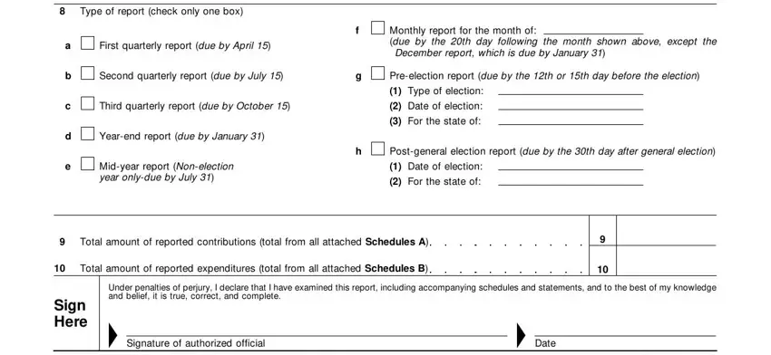 Second quarterly report due by, First quarterly report due by, and For the state of inside 15th