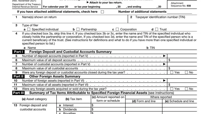 Step # 1 of filling in Form 8938
