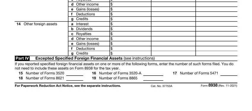 Excepted Specified Foreign, Other foreign assets Part IV If, and Cat No A in Form 8938