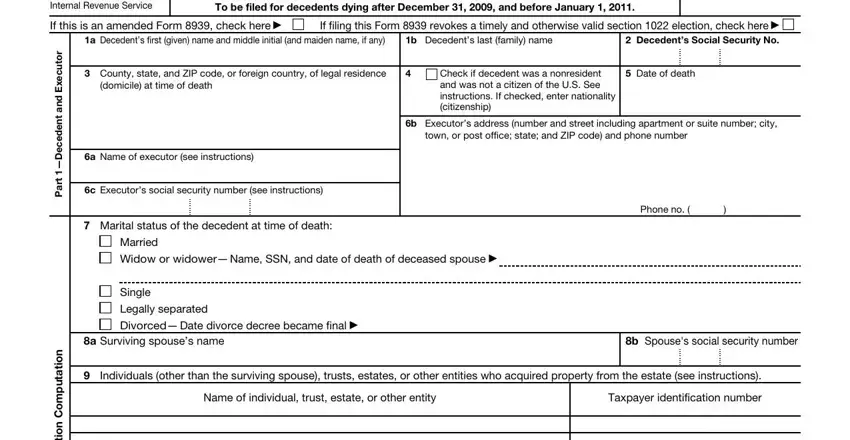 Form 8939 completion process detailed (part 1)