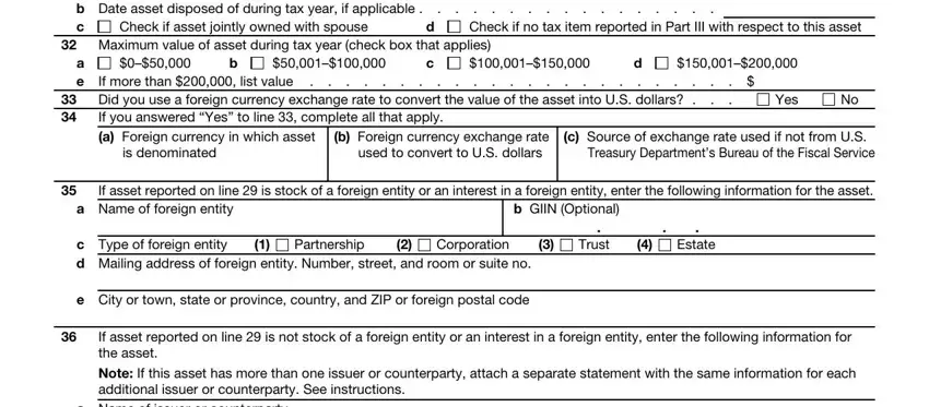 Filling in section 4 of Form 8938
