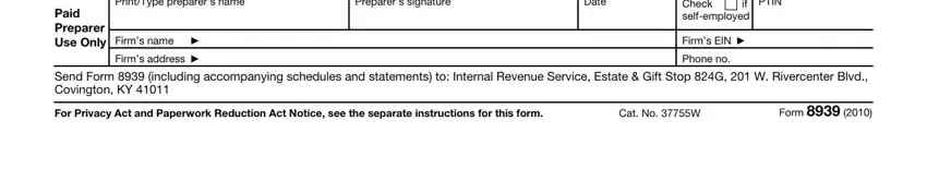 Completing part 3 in Form 8939