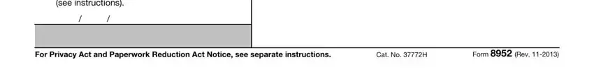 period calendar year or quarter, For Privacy Act and Paperwork, and Cat No H of form 8952