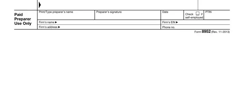 Completing section 5 in form 8952