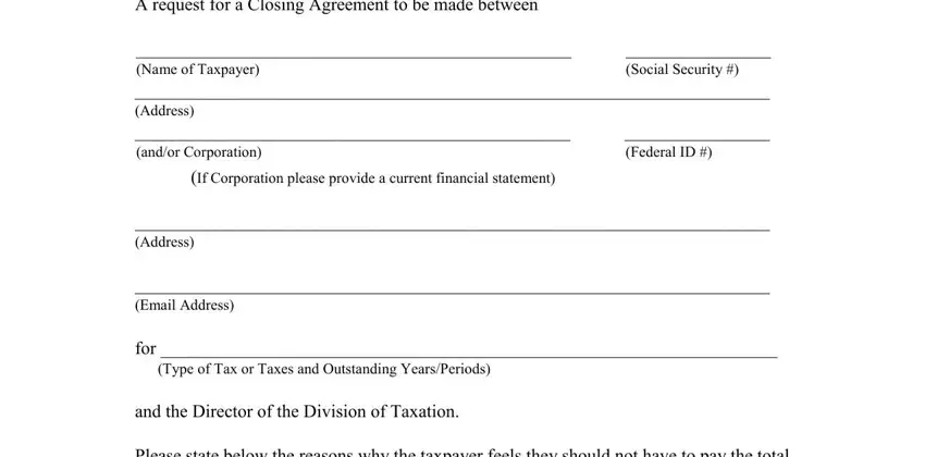 Stage number 5 for filling in Form 906 Closing Agreement