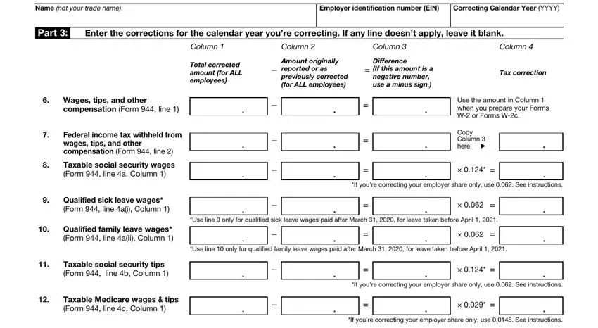 Part no. 3 in filling in irs form 943 944
