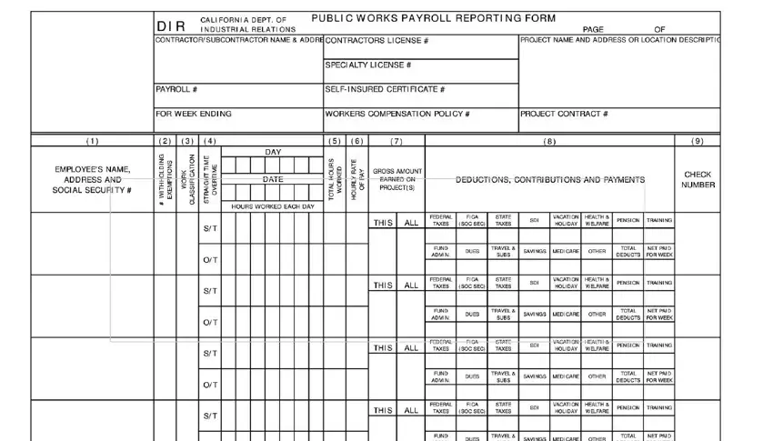 Filling in segment 1 in dir certified payroll form a 1 131