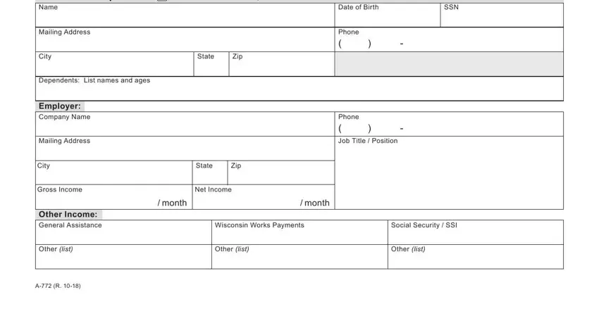 Stage number 2 in filling in wi review form