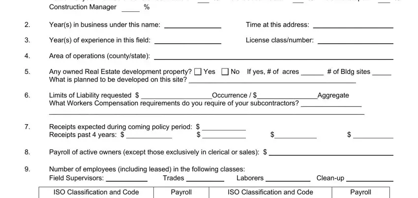 Time at this address, No If yes  of acres   of Bldg, and Payroll of active owners except inside Form A 60