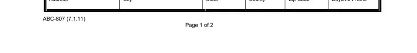 Form Abc 807 completion process outlined (stage 3)