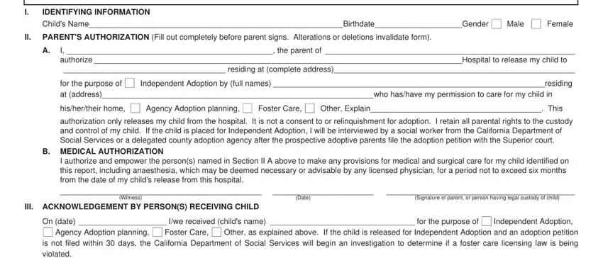 Filling out segment 1 in california