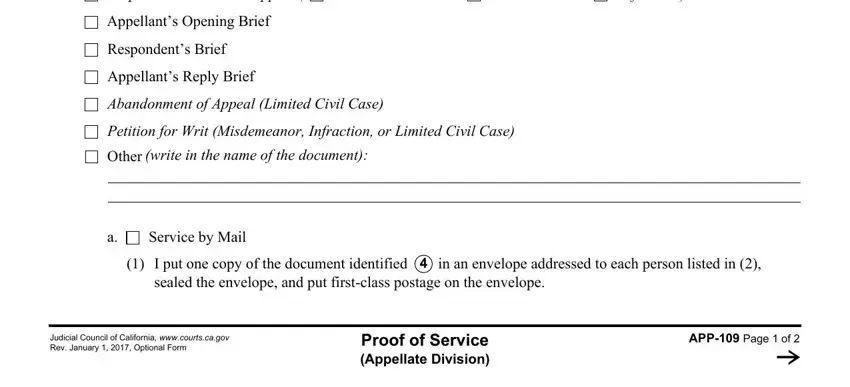 Completing part 2 in proof service division printable