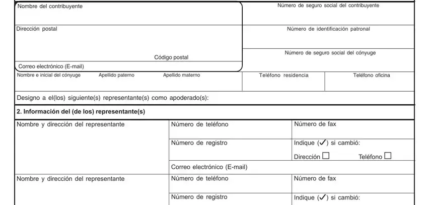 Filling in segment 1 in forma 2745
