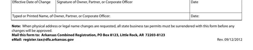 Typed or Printed Name of Owner, Date, and Date inside Form Ar 40