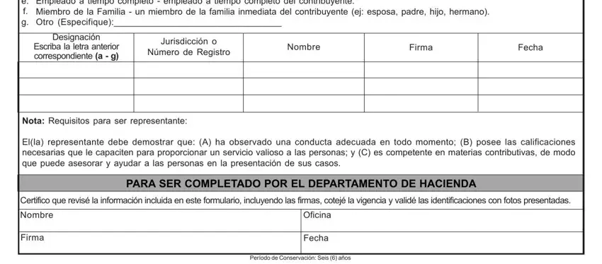 Filling out part 4 of forma 2745