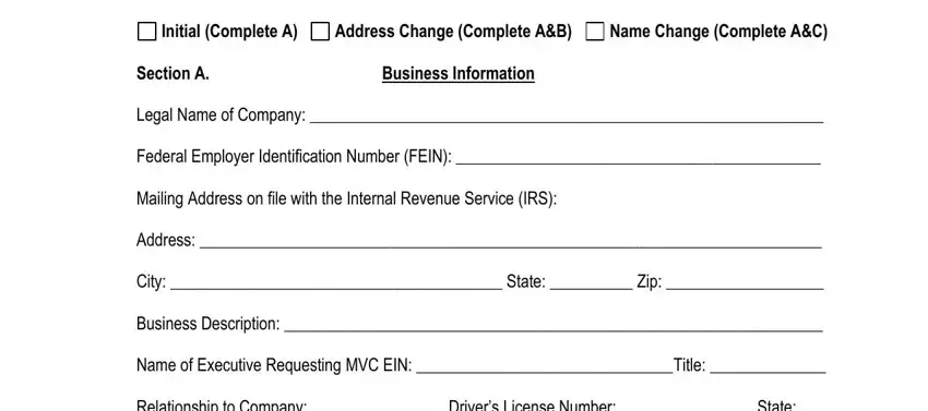 Stage number 1 for filling out corpcode