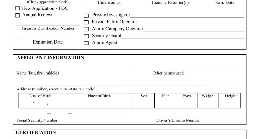 Completing section 1 in bcia 4040 form