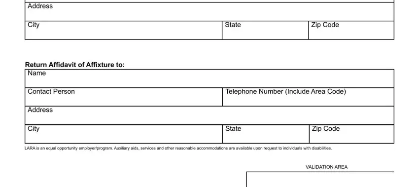 City, State, and Address in Form Bcc 961
