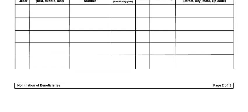 Part no. 4 for submitting nomination beneficiaries