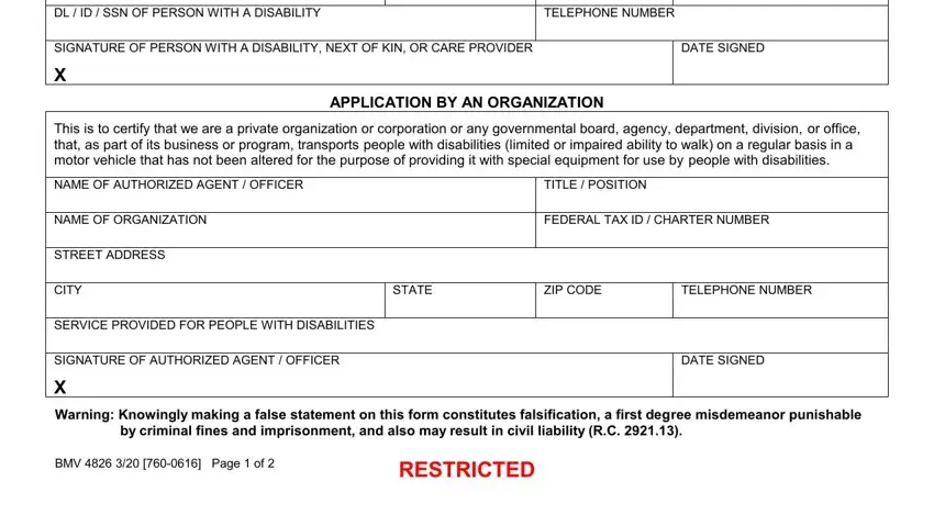 ZIP CODE, STATE, and DATE SIGNED of bmv 4826