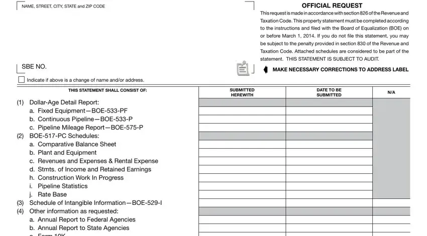 Guidelines on how to complete Form Boe 517 Pc stage 1