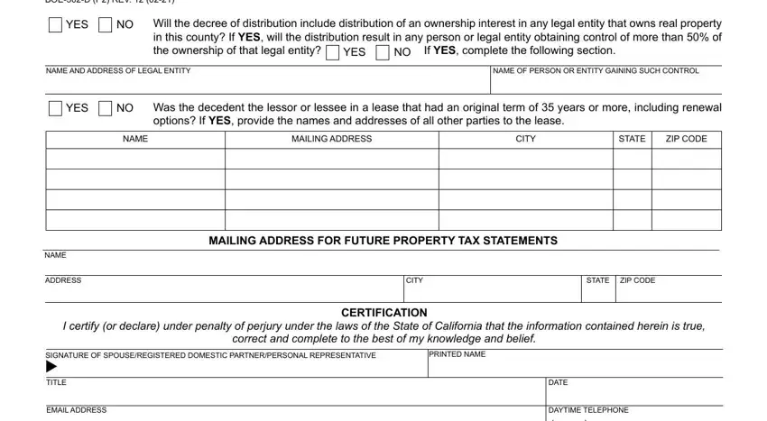 NAME OF PERSON OR ENTITY GAINING, YES, and NAME AND ADDRESS OF LEGAL ENTITY of Reassessment