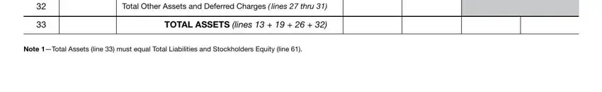 Total Other Assets and Deferred, Note Total Assets line  must equal, and TOTAL ASSETS lines of Form Boe 517 Pc