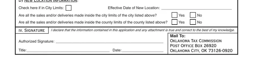 Part # 3 of filling in oklahoma tax commission change of address