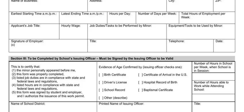 Week, City, and ZIP of ca 6 work permit