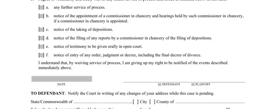 Step number 2 for filling in waiver of service virginia