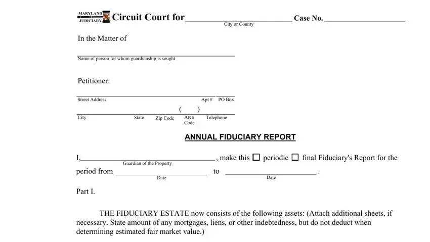 Stage number 1 of filling in fiduciary report