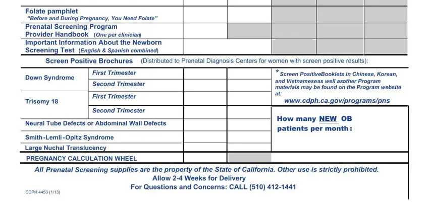 Form Cdph 4453 completion process outlined (step 2)